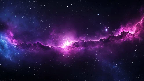 Nebula river drifts through midnight space in neon bloom