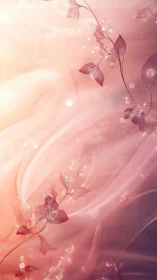 Ethereal pink vines drift through glowing, dreamlike light