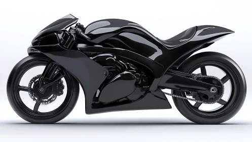 Streamlined black superbike render emphasizes monocoque fairing form