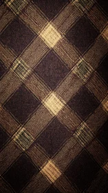 Brown textile surface shows diagonal plaid check pattern
