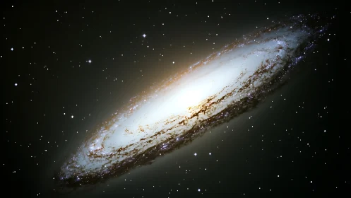 Star-flecked spiral galaxy drifts like a cosmic ember.