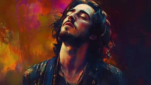 Male portrait in vivid abstract light and color field.