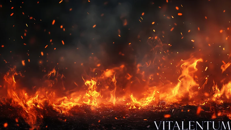 Massive wildfire consuming landscape with dramatic orange flames