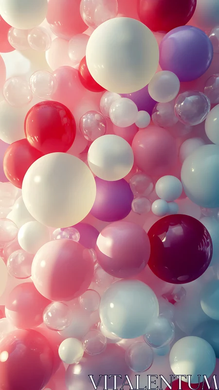 Volumetric pastel and glass spheres in soft bokeh cluster