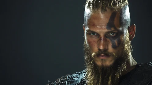 Storm-eyed warrior studies the dark horizon in fierce calm