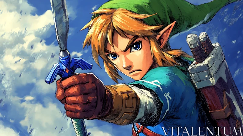 Sword-wielding elf-like warrior in dynamic side profile view.