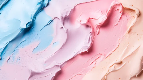 Gradient pastel pigment smears form layered abstract relief