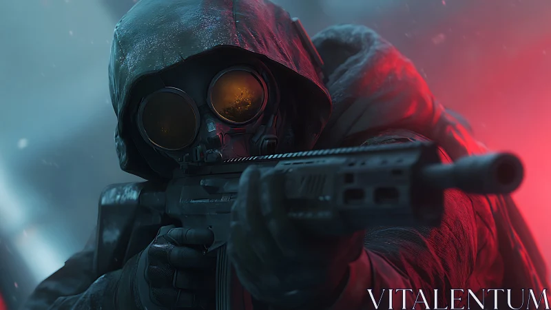 Tactical Sniper in the Neon Crosshairs of Danger