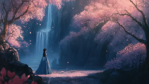 Midnight blossoms cradle a lone dreamer by falling starlight