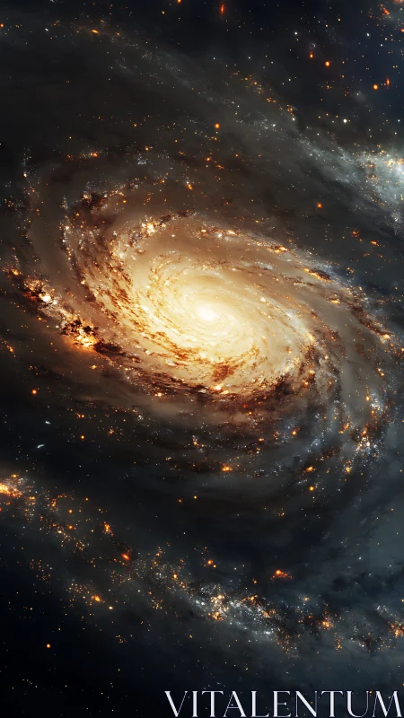 Starforged spiral galaxy swirling in molten cosmic gold.