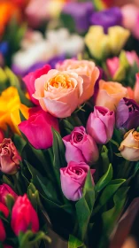 Vibrant Botanical Arrangement: Shallow Depth of Field Rose Garden