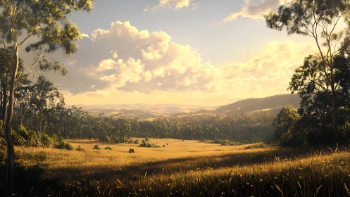 Digital rendering depicts layered hills, trees and open grassland