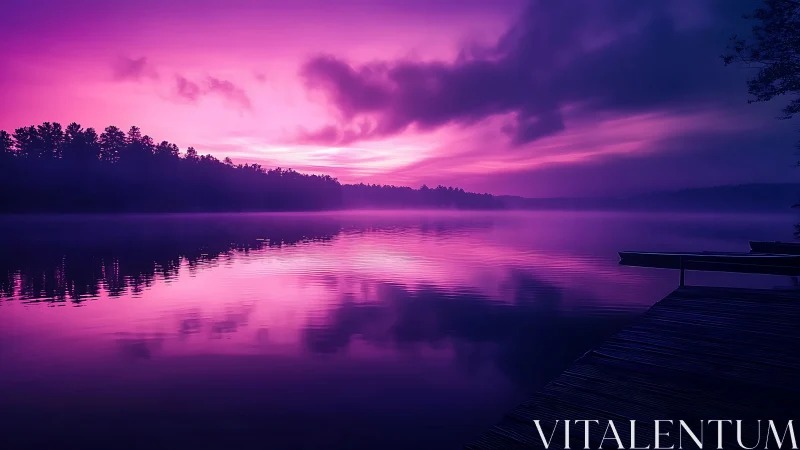 Chromatic lake twilight with magenta reflection symmetry.