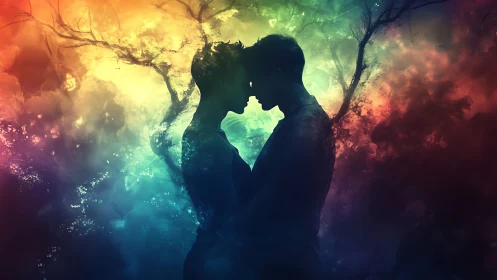 Two Souls Radiate Connection Through Luminous Heart Magic