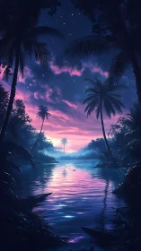 Tropical Lagoon Twilight Paradise.