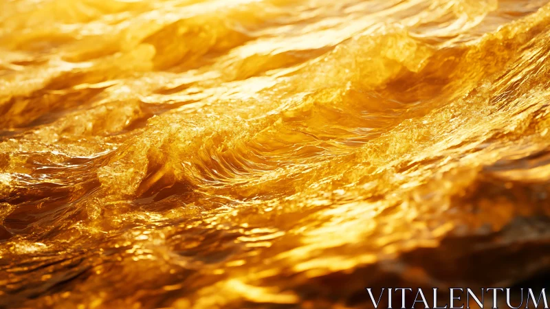 Golden sunset waves shimmer in close-up liquid motion