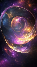 Spiral fractal pattern with luminous multicolored light forms.