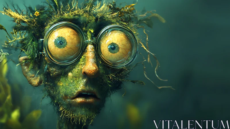 Plant-covered wide-eyed character with oversized glasses.