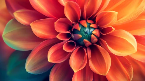 Radiant Dahlia Bloom in Warm Fiery Tones.