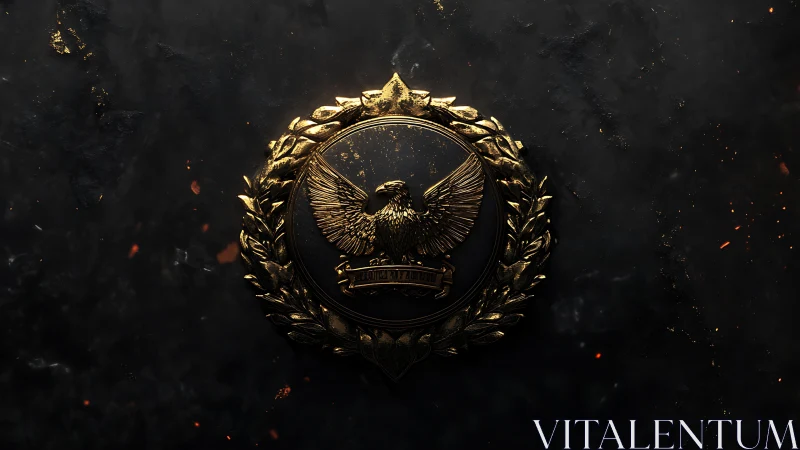 Ember crowned golden eagle emblem in storm-dark void.