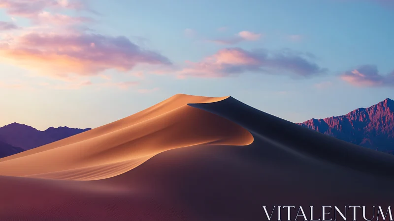 Sunset brushes desert dunes into waves of molten quiet