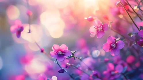 Twilight Blooms Dance Through Golden Haze.