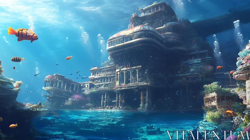Sunlit underwater city ruins invite curious ocean daydreams