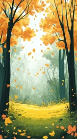 Deciduous Forest Canopy During Autumnal Leaf Fall Cycle.