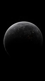 Silent dark planet hangs in deep space with subtle star glow