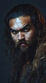 Intense bearded warrior portrait uses dramatic low-key lighting