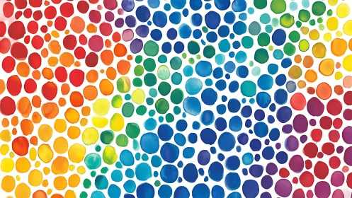 Watercolor dots form a continuous multi-hue chromatic field