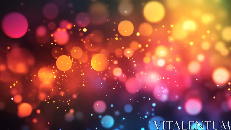 Vibrant bokeh lights on colorful abstract background, digital art.