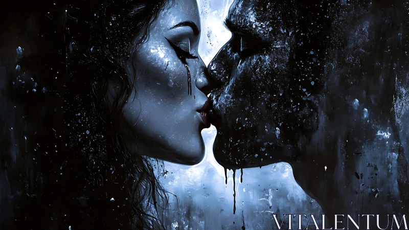 Ethereal Union: Luminous Figures in Fractured Digital Space.