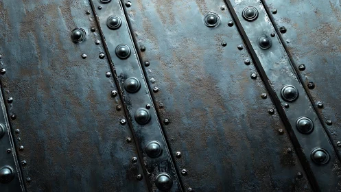 Riveted metal plate texture with worn industrial surface.