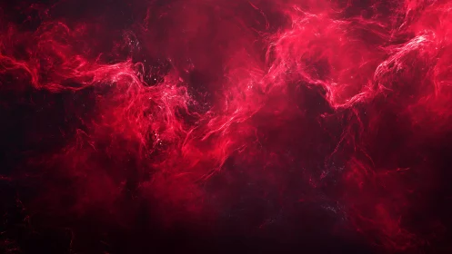 Vivid Abstract Red Nebula in Deep Space Digital Art Style.