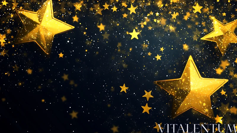 Golden stars scattered across dark cosmic background.
