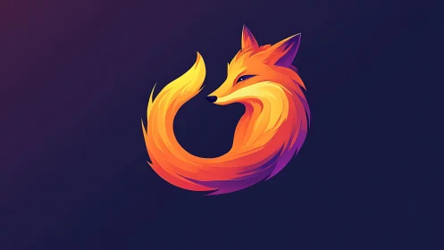Vibrant curled fox emblem glows on deep midnight gradient