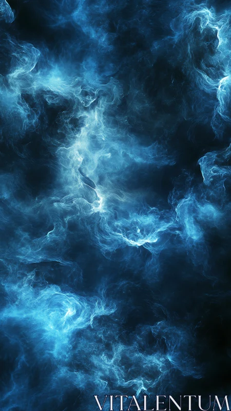 Nebulous blue currents drift like ghostly smoke through space