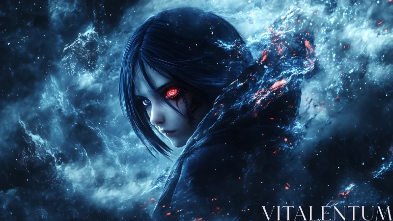 Crimson-eyed voidwalker bends starlit storm around silence