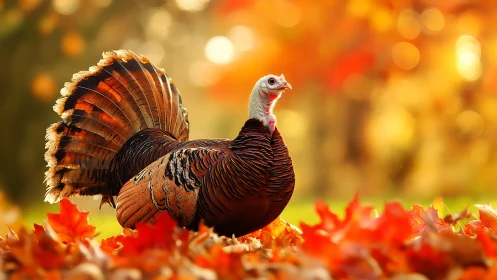 Crimson Tom Turkey Struts Through Autumn's Fiery Tapestry.