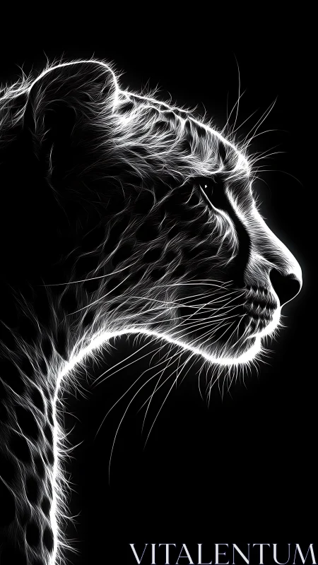 High-contrast digital line study of leopard profile silhouette.