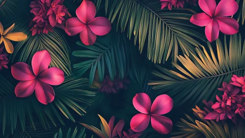 Neon Blooms Dance Through Emerald Canopy Architecture