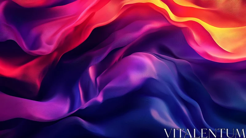 Digital painting of iridescent flowing gradients in wave folds.