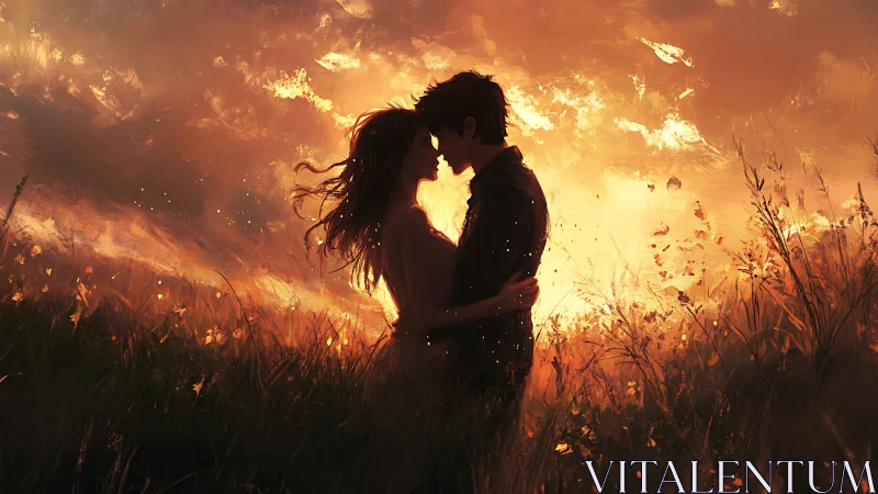 Silhouetted Figures Amid Inferno: Atmospheric Composite.