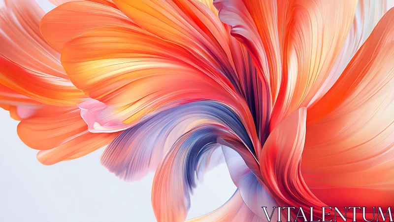 Digital floral vortex in vivid coral and lavender hues.