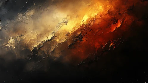 Starlit firestorm rips across a churning cosmic horizon