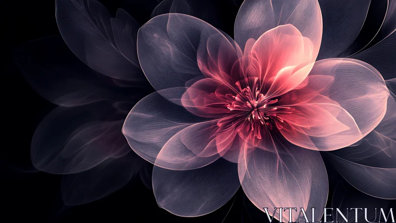 Digital flower render shows translucent layered petals in bloom