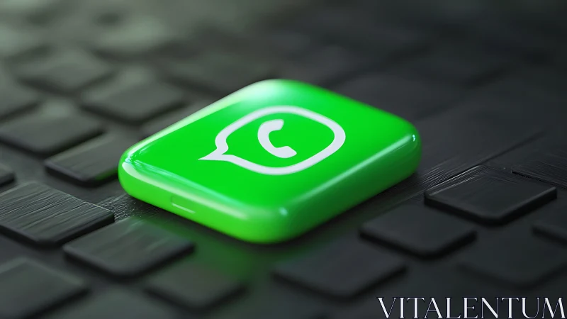WhatsApp logo icon on dark keyboard style surface.