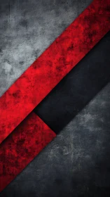 Diagonal red metal panels cross textured dark concrete