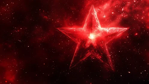 Luminous red nebula star with radiant fractal core glow.